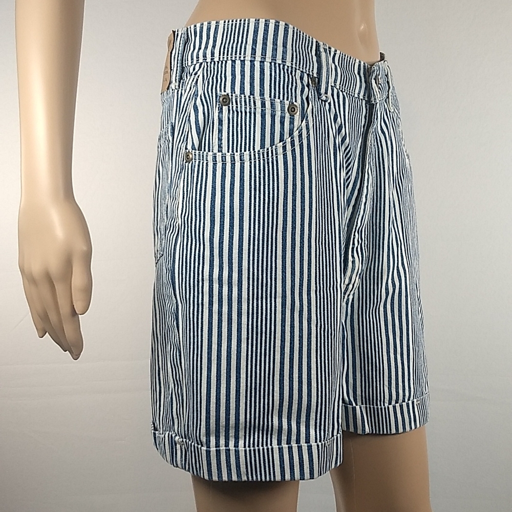 Northcrest Jean Co High Rise stripey rolled cuff shorts Size 12 SHOPKO Vintage - Picture 3 of 17